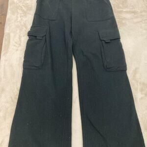 Better Together Wide Leg Fleece Cargo Sweatpants Black Women's Size M